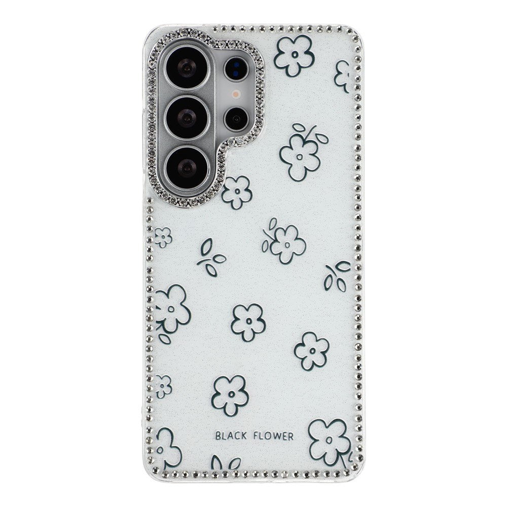 Samsung Galaxy S26 Ultra EIDERWOOD Hybridskal med Strass & Blommönster - Vit / Blommor