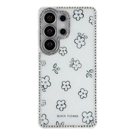 Samsung Galaxy S26 Ultra EIDERWOOD Hybridskal med Strass & Blommönster - Vit / Blommor