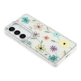 Samsung Galaxy S26 EIDERWOOD Hybridskal med Strass & Blommönster - Vit / Flerfärgade Blommor