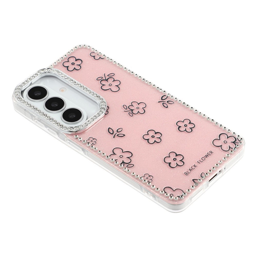 Samsung Galaxy S26 EIDERWOOD Hybridskal med Strass & Blommönster - Rosa / Blommor