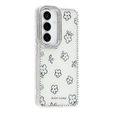 Samsung Galaxy S26 EIDERWOOD Hybridskal med Strass & Blommönster - Vit / Blommor