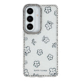 Samsung Galaxy S26 EIDERWOOD Hybridskal med Strass & Blommönster - Vit / Blommor