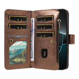 iPhone 17 Pro EIDERWOOD Fodral med 9 Korthållare - Blixtlåsficka - RFDI-Blockering - Rem - Brun