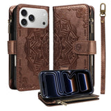 iPhone 17 Pro EIDERWOOD Fodral med 9 Korthållare - Blixtlåsficka - RFDI-Blockering - Rem - Brun