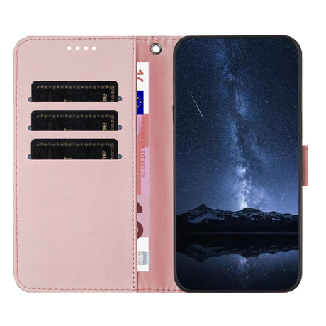 Sony Xperia 1 VIII EIDERWOOD Fodral i Konstläder med Stativfunktion och Korthållare - Rosa