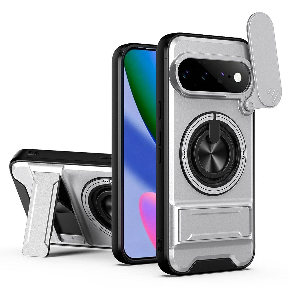 Google Pixel 11 / 11 Pro EIDERWOOD Hybrid Hantverkar Skal m. Kickstand & Cam Slider - MagSafe Kompatibel - Silver