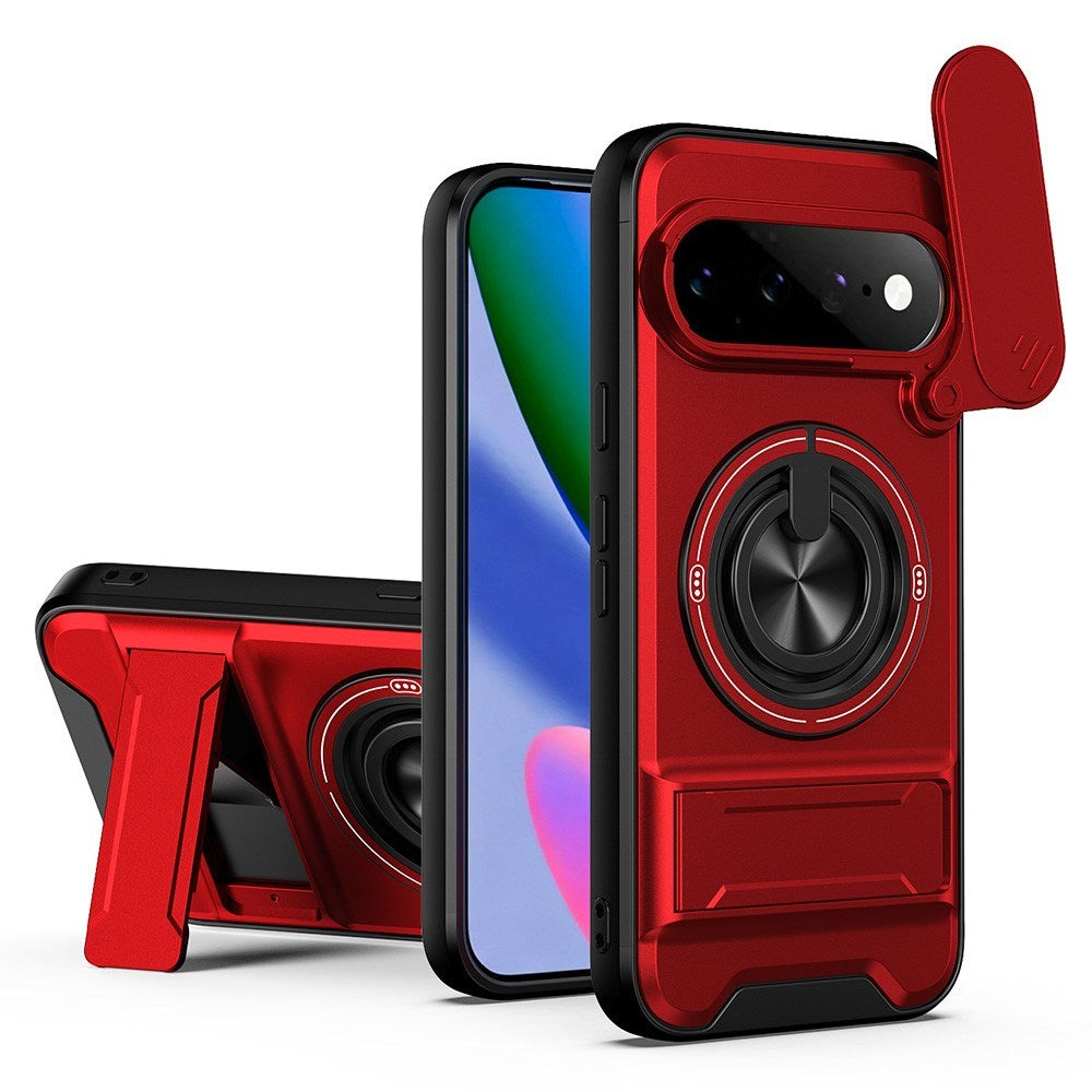 Google Pixel 11 / 11 Pro EIDERWOOD Hybrid Hantverkar Skal m. Kickstand & Cam Slider - MagSafe Kompatibel - Röd
