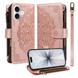 iPhone 17 EIDERWOOD Fodral med 9 Korthållare - Blixtlåsficka - RFDI-Blockering - Rem - Rose Gold