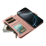 iPhone 17 EIDERWOOD Fodral med 9 Korthållare - Blixtlåsficka - RFDI-Blockering - Rem - Rose Gold