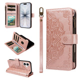 iPhone 17 EIDERWOOD Fodral med 9 Korthållare - Blixtlåsficka - RFDI-Blockering - Rem - Rose Gold