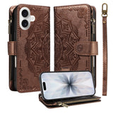 iPhone 17 EIDERWOOD Fodral med 9 Korthållare - Blixtlåsficka - RFDI-Blockering - Rem - Brun