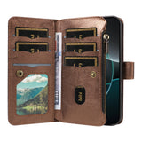iPhone 17 EIDERWOOD Fodral med 9 Korthållare - Blixtlåsficka - RFDI-Blockering - Rem - Brun