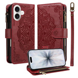 iPhone 17 EIDERWOOD Fodral med 9 Korthållare - Blixtlåsficka - RFDI-Blockering - Rem - Rød