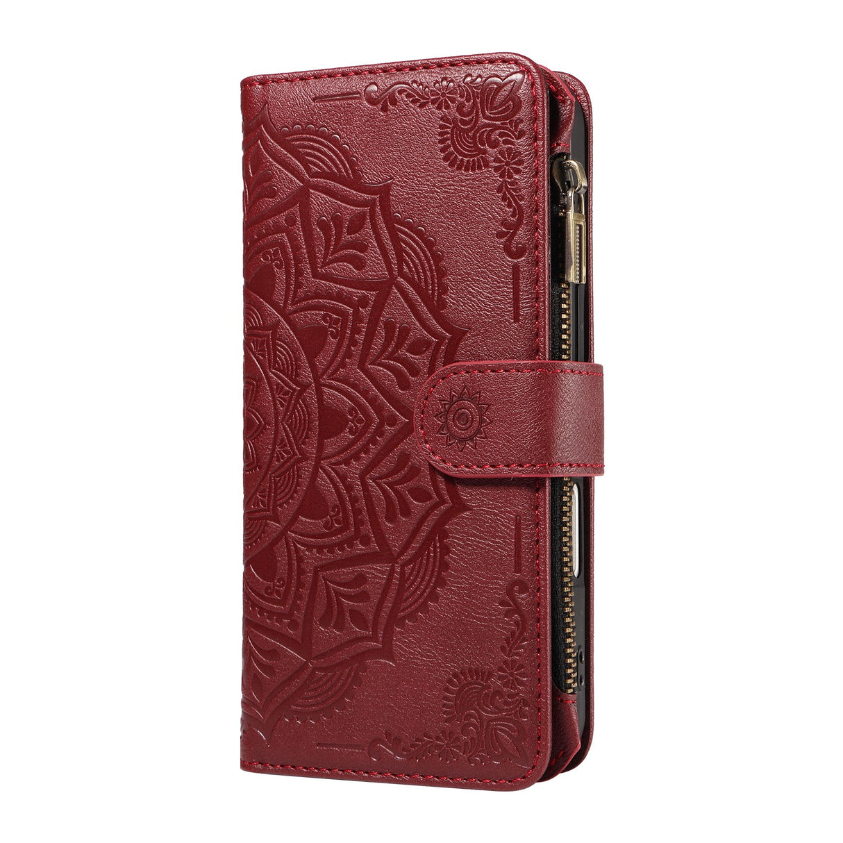 iPhone 17 EIDERWOOD Fodral med 9 Korthållare - Blixtlåsficka - RFDI-Blockering - Rem - Rød