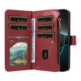 iPhone 17 EIDERWOOD Fodral med 9 Korthållare - Blixtlåsficka - RFDI-Blockering - Rem - Rød