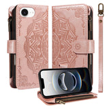 iPhone 17e / 16e EIDERWOOD Fodral med 9 Korthållare - Blixtlåsficka - RFDI-Blockering - Rem - Rose Gold