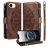 iPhone 17e / 16e EIDERWOOD Fodral med 9 Korthållare - Blixtlåsficka - RFDI-Blockering - Rem - Brun