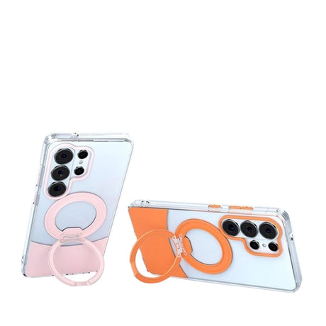 Samsung Galaxy S26 EIDERWOOD Hybrid Skal med Stativfunktion - MagSafe Kompatibel - Genomskinlig / Orange