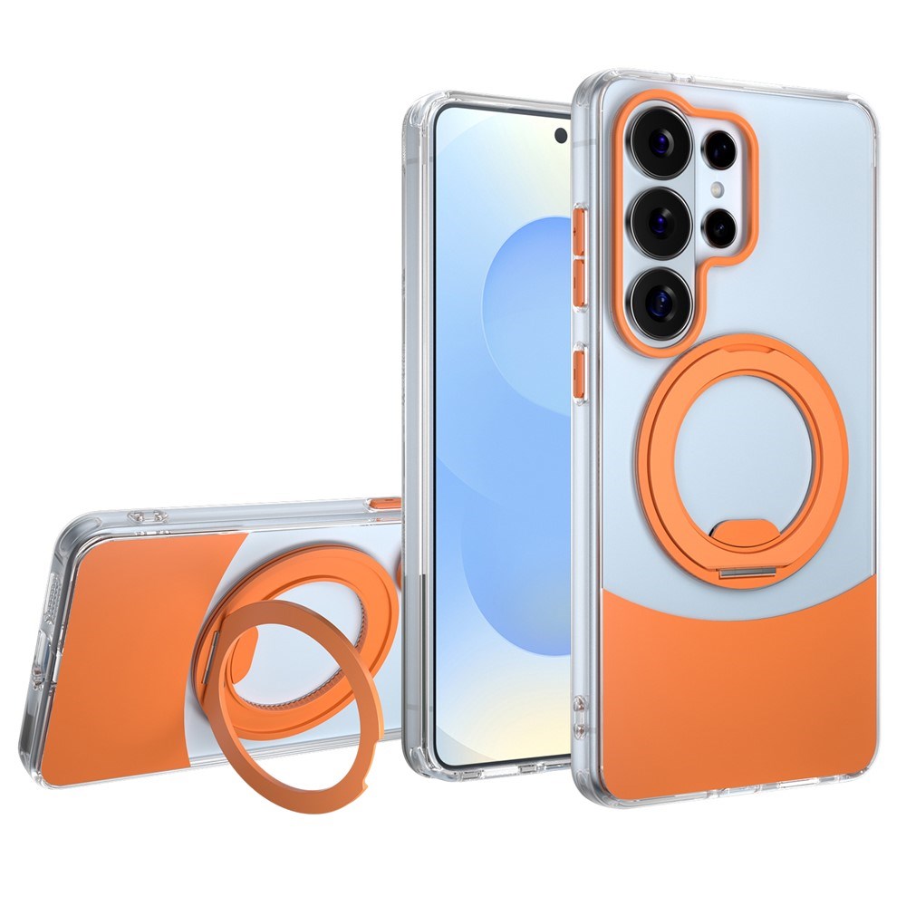 Samsung Galaxy S26 EIDERWOOD Hybrid Skal med Stativfunktion - MagSafe Kompatibel - Genomskinlig / Orange