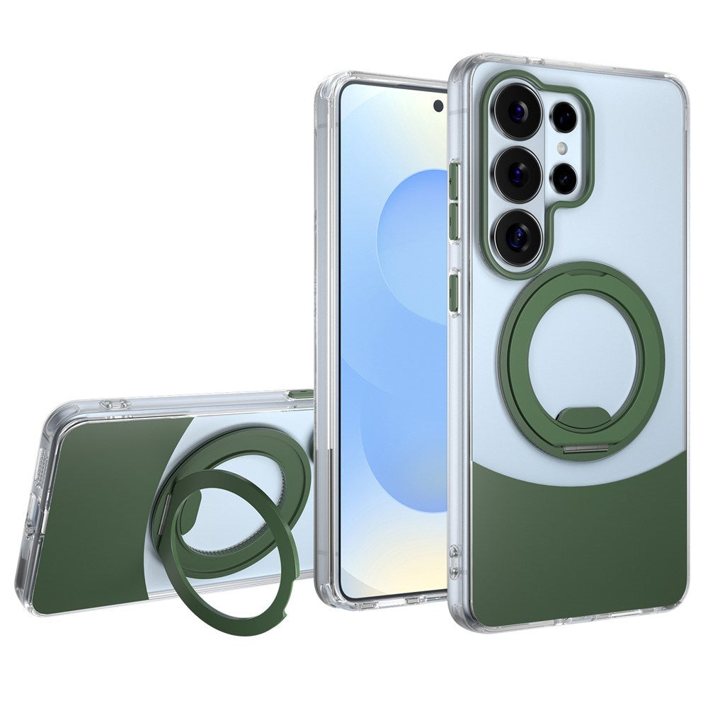Samsung Galaxy S26 EIDERWOOD Hybrid Skal med Stativfunktion - MagSafe Kompatibel - Genomskinlig / Grön