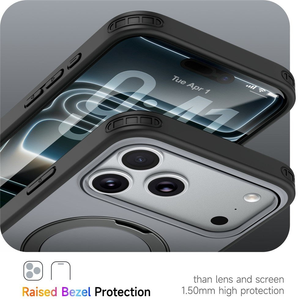 iPhone 18 Pro / 17 Pro EIDERWOOD Hybrid Plast Skal m. Roterbart Kickstand - MagSafe Kompatibel - Svart