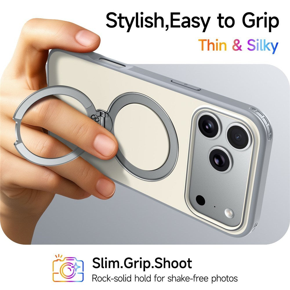 iPhone 18 Pro / 17 Pro EIDERWOOD Hybrid Plast Skal m. Roterbart Kickstand - MagSafe Kompatibel - Vit