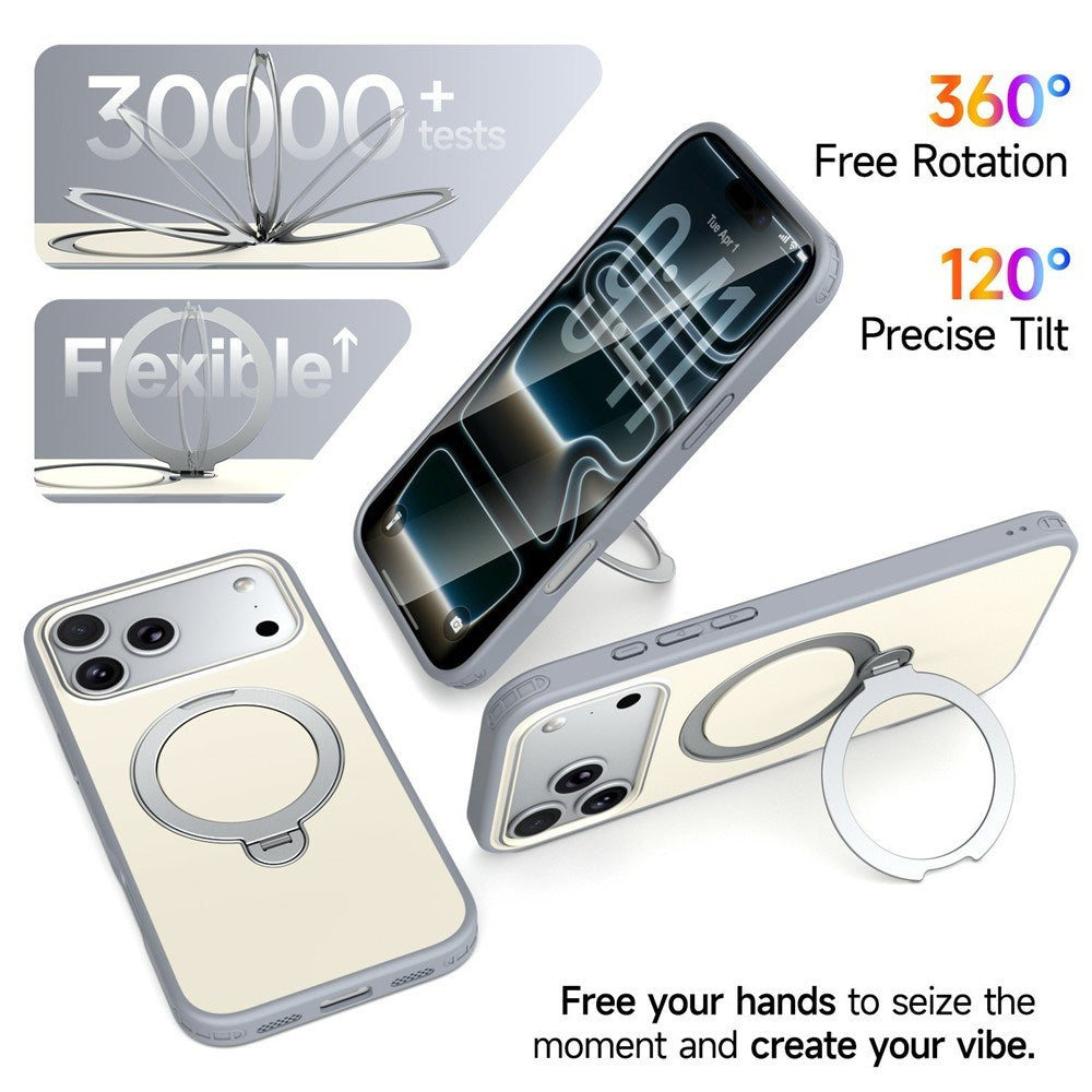 iPhone 18 Pro / 17 Pro EIDERWOOD Hybrid Plast Skal m. Roterbart Kickstand - MagSafe Kompatibel - Vit