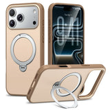iPhone 18 Pro / 17 Pro EIDERWOOD Hybrid Plast Skal m. Roterbart Kickstand - MagSafe Kompatibel - Beige