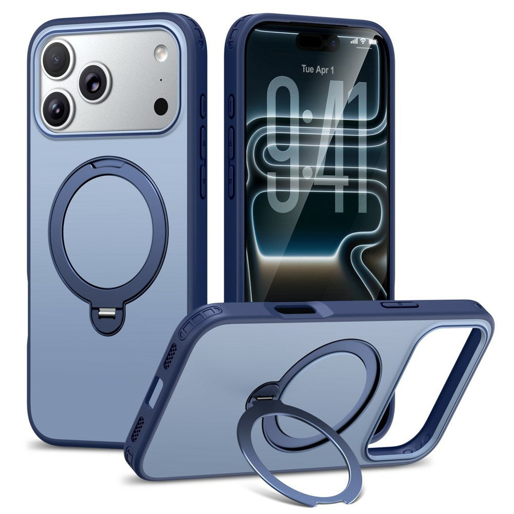 iPhone 18 Pro / 17 Pro EIDERWOOD Hybrid Plast Skal m. Roterbart Kickstand - MagSafe Kompatibel - Blå