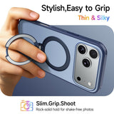 iPhone 18 Pro Max / 17 Pro Max EIDERWOOD Hybrid Plast Skal m. Roterbart Kickstand - MagSafe Kompatibel - Blå