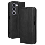 Realme C100 EIDERWOOD Konstläder Fodral m. Korthållare & Stativfunktion - Svart