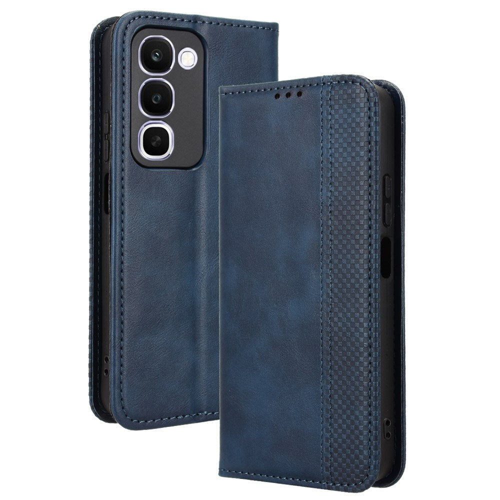 Realme C100 EIDERWOOD Konstläder Fodral m. Korthållare & Stativfunktion - Blå
