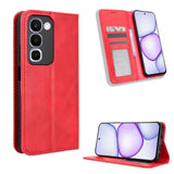 Realme C100 EIDERWOOD Konstläder Fodral m. Korthållare & Stativfunktion - Röd
