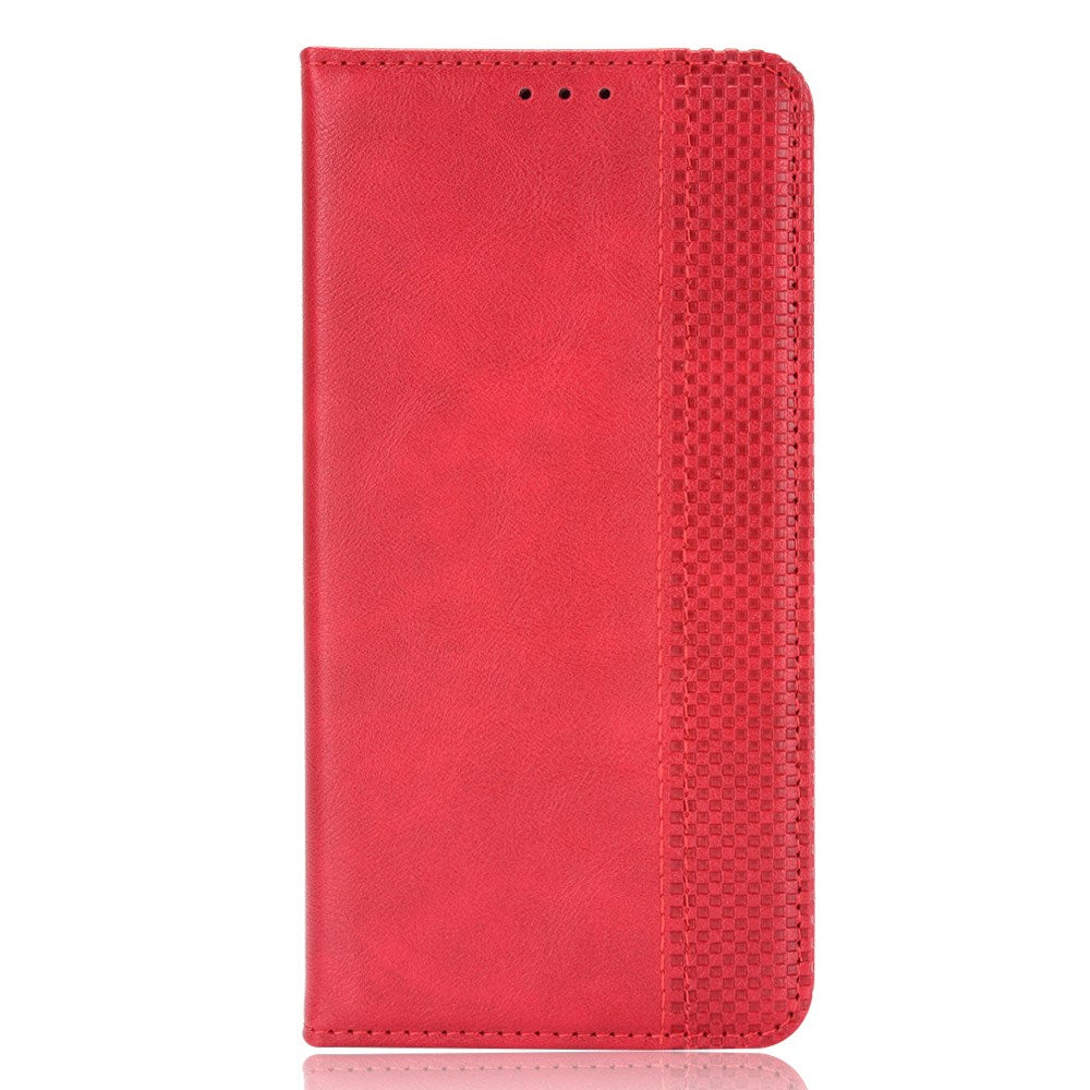 Realme C100 EIDERWOOD Konstläder Fodral m. Korthållare & Stativfunktion - Röd