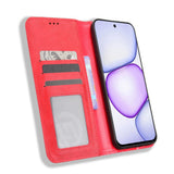 Realme C100 EIDERWOOD Konstläder Fodral m. Korthållare & Stativfunktion - Röd