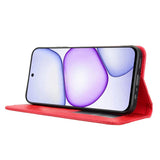 Realme C100 EIDERWOOD Konstläder Fodral m. Korthållare & Stativfunktion - Röd