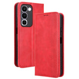 Realme C100 EIDERWOOD Konstläder Fodral m. Korthållare & Stativfunktion - Röd