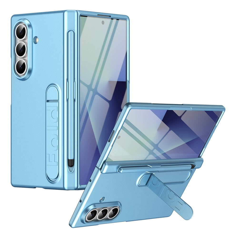 Samsung Galaxy Z Fold8 Hård Plast Skal m. Skärmskydd & Ställfunktion - Ljusblå