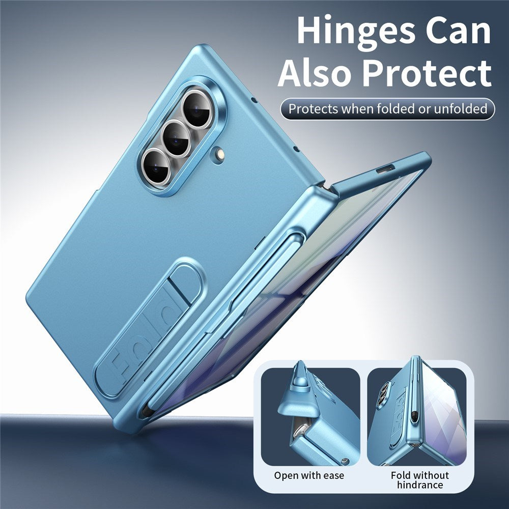 Samsung Galaxy Z Fold8 Hård Plast Skal m. Skärmskydd & Ställfunktion - Ljusblå