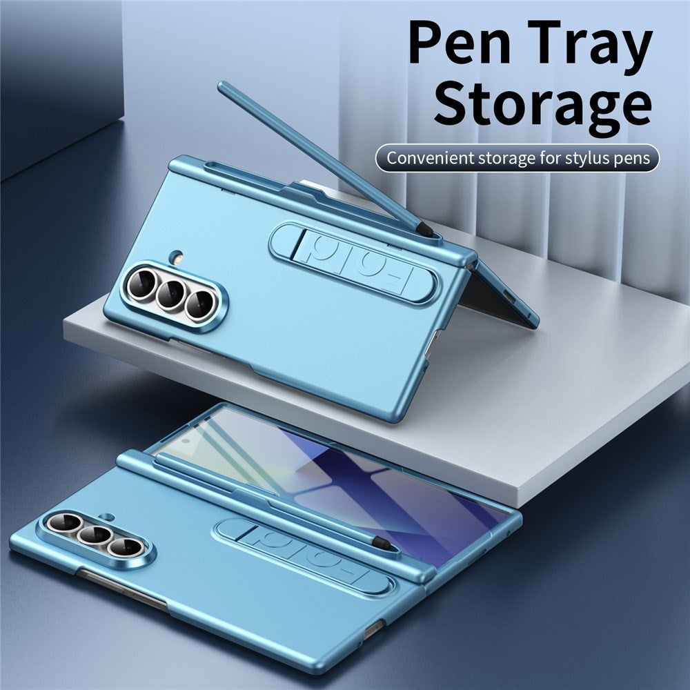 Samsung Galaxy Z Fold8 Hård Plast Skal m. Skärmskydd & Ställfunktion - Ljusblå