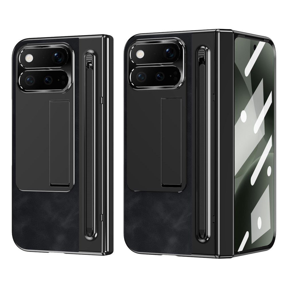 Google Pixel 11 Pro Fold EIDERWOOD Konstläderfodral med Härdat Glas - Svart