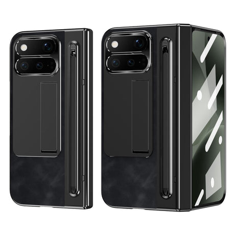 Google Pixel 11 Pro Fold EIDERWOOD Konstläderfodral med Härdat Glas - Svart