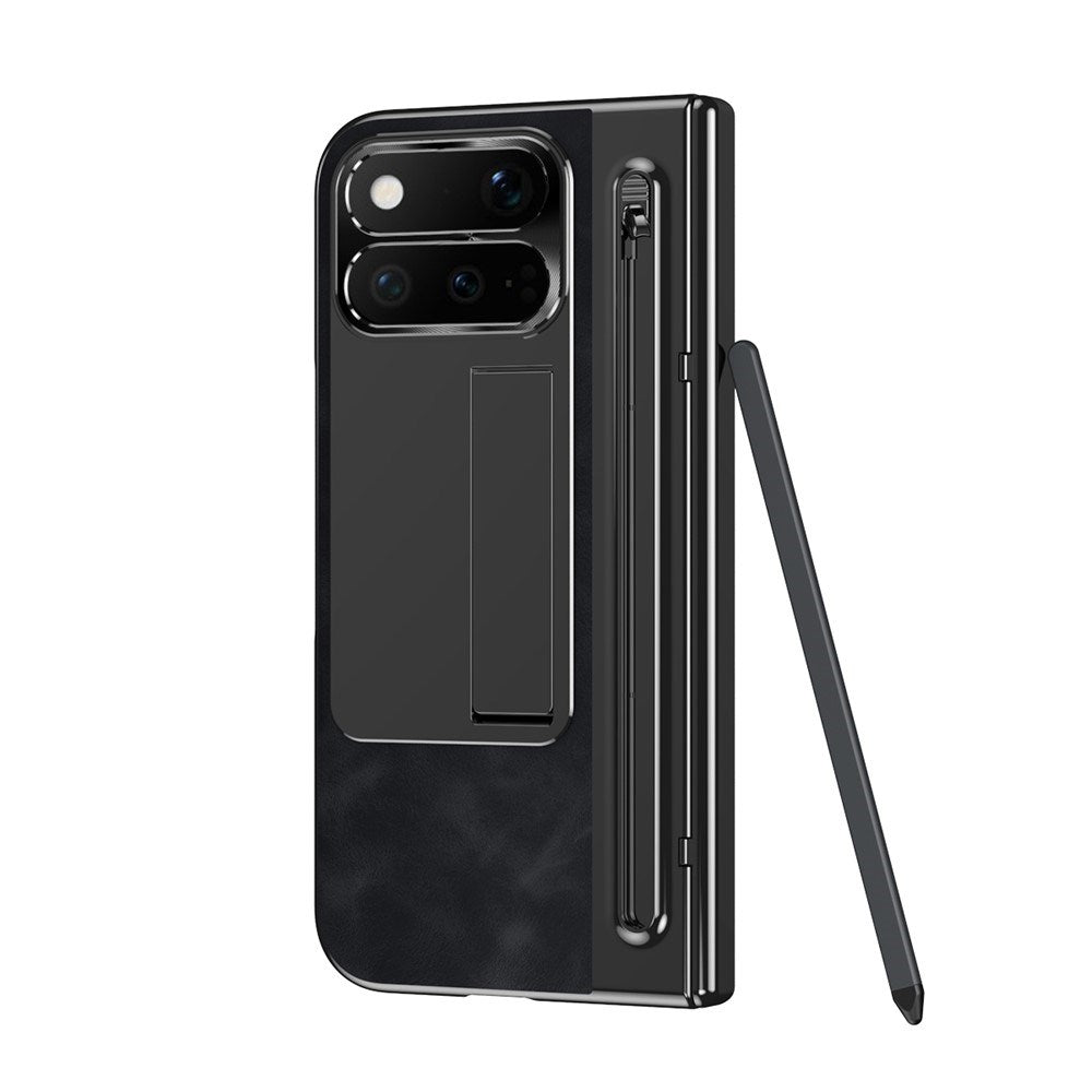 Google Pixel 11 Pro Fold EIDERWOOD Konstläderfodral med Härdat Glas - Svart