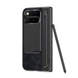 Google Pixel 11 Pro Fold EIDERWOOD Konstläderfodral med Härdat Glas - Svart