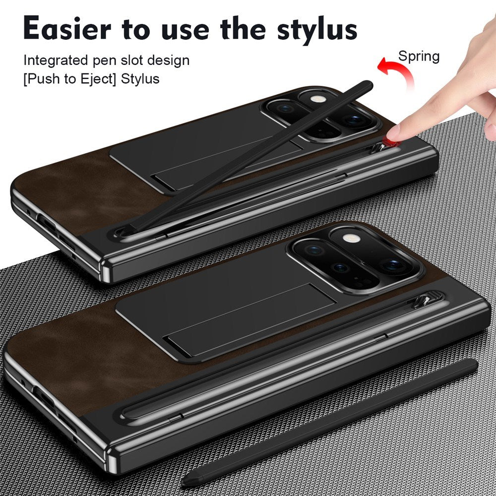 Google Pixel 11 Pro Fold EIDERWOOD Konstläderfodral med Härdat Glas - Mörkbrun / Svart
