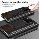 Google Pixel 11 Pro Fold EIDERWOOD Konstläderfodral med Härdat Glas - Mörkbrun / Svart