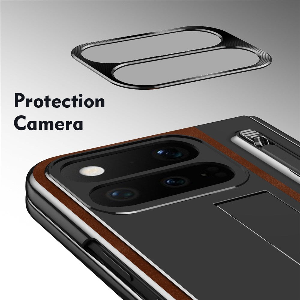 Google Pixel 11 Pro Fold EIDERWOOD Konstläderfodral med Härdat Glas - Brun / Svart