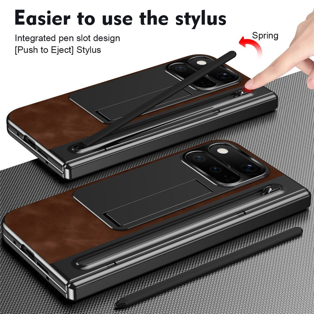 Google Pixel 11 Pro Fold EIDERWOOD Konstläderfodral med Härdat Glas - Brun / Svart