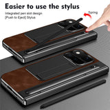 Google Pixel 11 Pro Fold EIDERWOOD Konstläderfodral med Härdat Glas - Brun / Svart