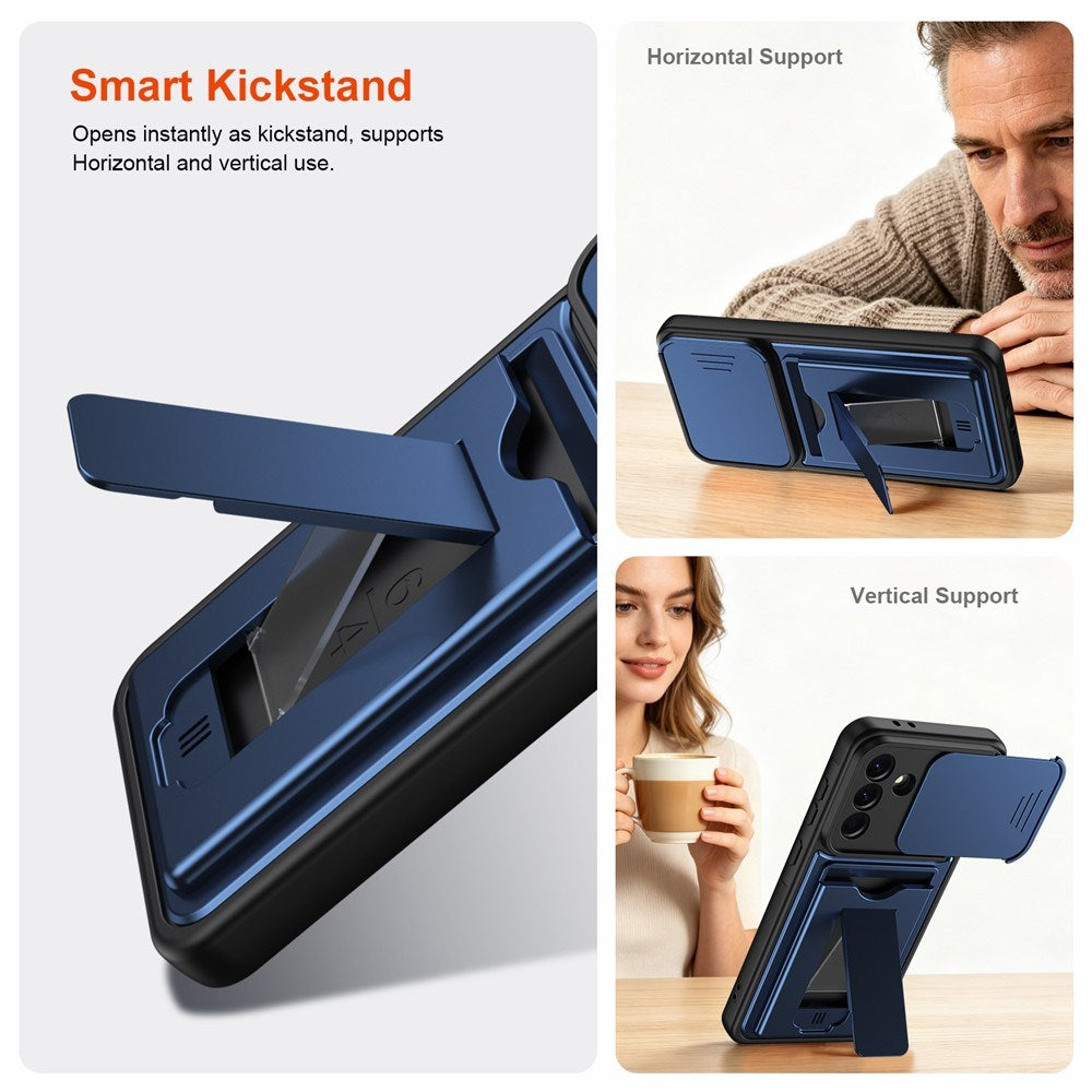 Samsung Galaxy A27 EIDERWOOD Hybrid Hantverkar Skal m. Korthållare & Cam Slider - Blå